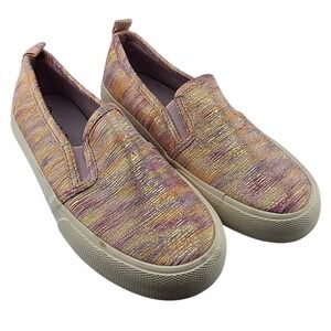 Cat and Jack Toddler Girls Slip On Sneakers Size‎ 1 Metallic Multi Color EUC